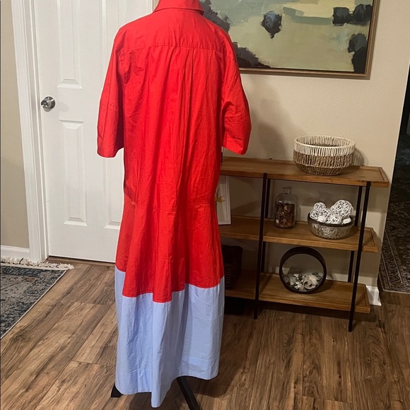 Lee Mathews Wendy Shirt Dress Red Blue Colorblock Cotton Oversized Size 3 8-10 - Picture 8 of 12